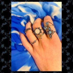 High Fashion Silver Midi Rings Set / Boho, hippie